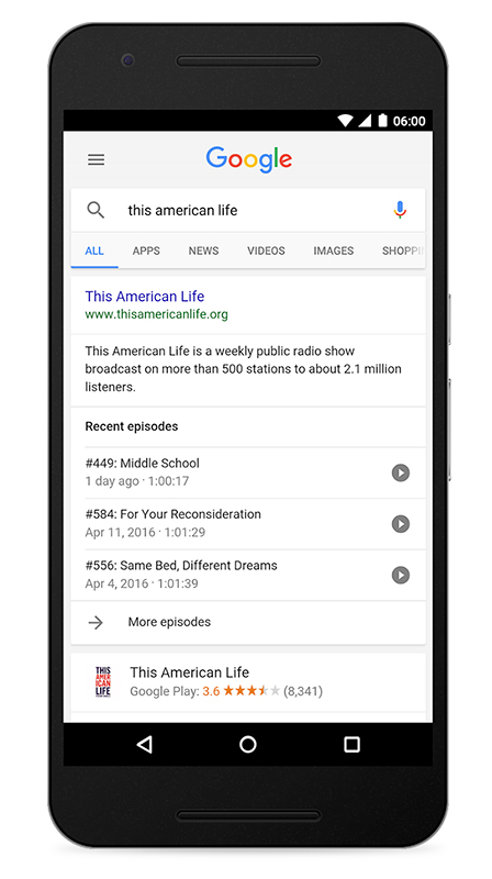Podcasts in Search Results